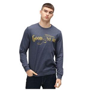 Goodyear Mens Logo Crew Neck Regular Sweatshirt / Blue